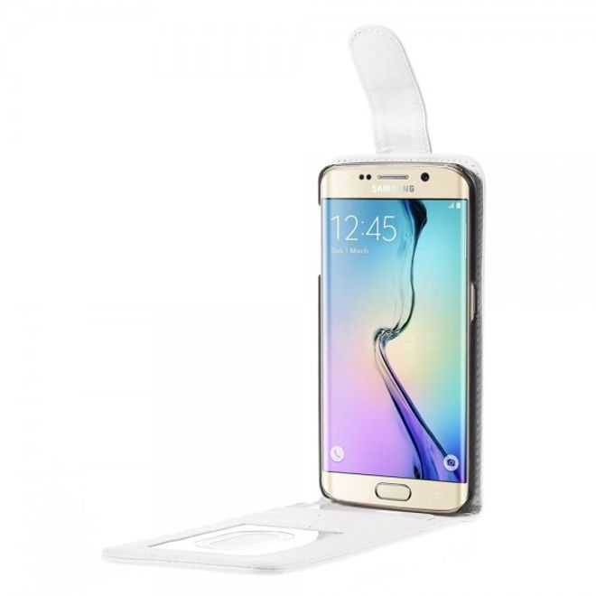 Galaxy S6 Edge Schlichtes Leder Flip Case vertikal - weiss