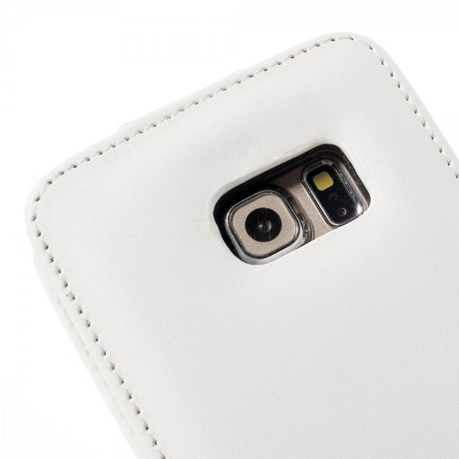 Galaxy S6 Edge Schlichtes Leder Flip Case vertikal - weiss