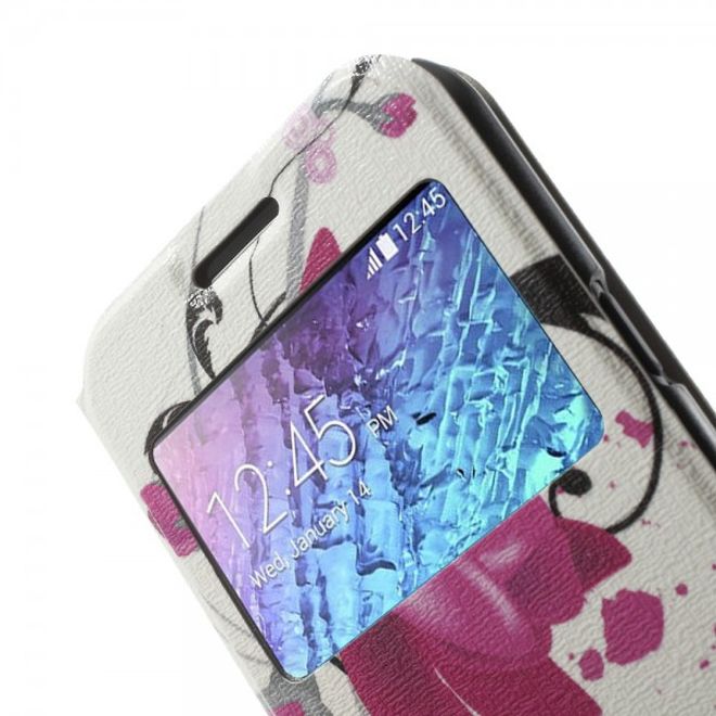 Samsung Galaxy J1 Leder Case mit Lotus Blumen und Fenster