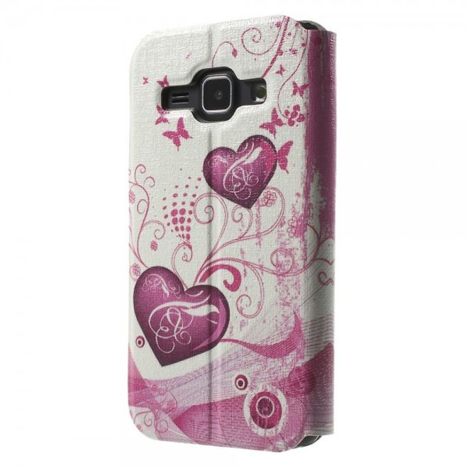 Samsung Galaxy J1 Leder Case mit schönem Herz und Fenster