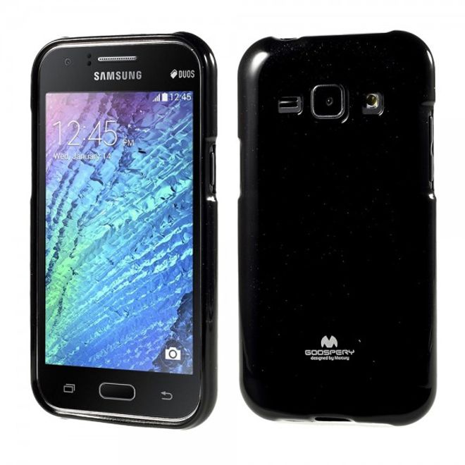 Goospery - Samsung Galaxy J1 (2015) Handy Hülle - TPU Soft Case - Pearl Jelly Series - schwarz
