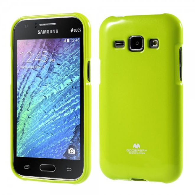 Goospery - Samsung Galaxy J1 (2015) Handy Hülle - TPU Soft Case - Pearl Jelly Series - lime