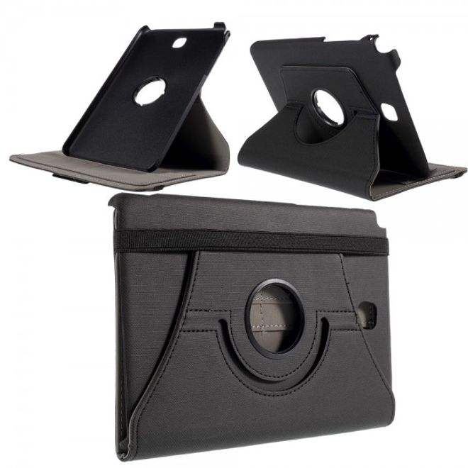 Samsung Galaxy Tab A 8.0 (T350) 360° rotierbares Leder Case mit Twilltextur - schwarz