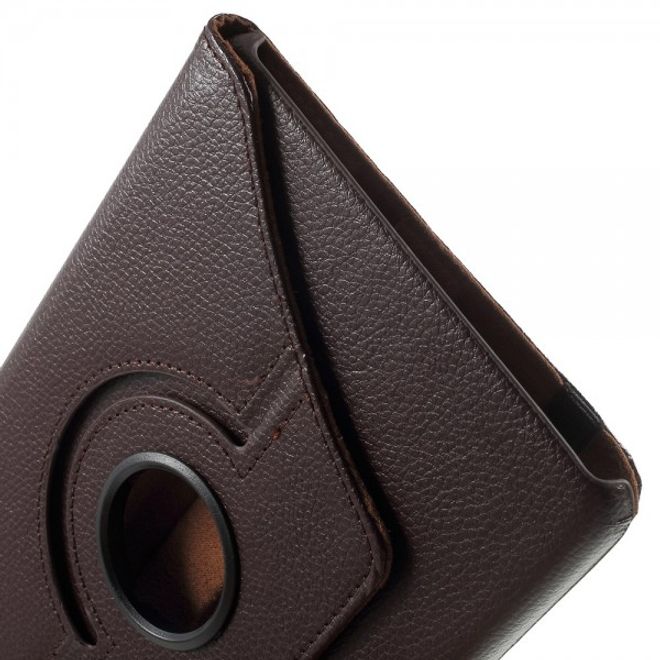 Samsung Galaxy Tab A 8.0 (T350) 360° rotierbares Leder Case mit Litchitextur - kaffeefarben