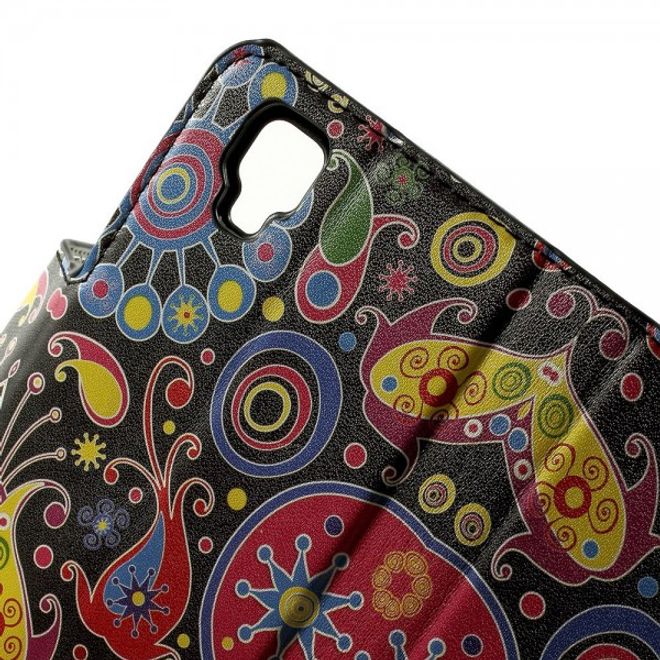Wiko Goa Leder Case mit farbigem Muster - schwarz
