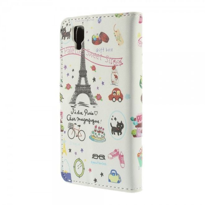 Wiko Goa Leder Case mit Eiffelturm und kleinen Sujets