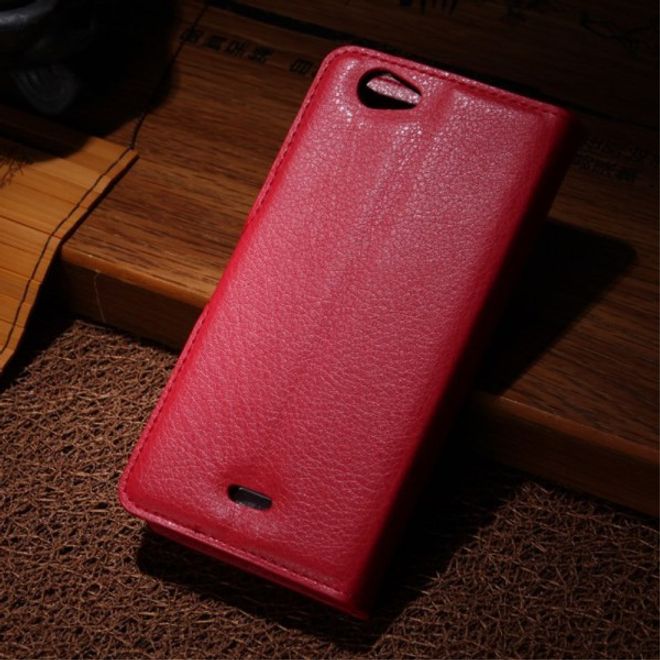 Wiko Highway Signs Magnetisches Leder Flip Case mit Litchitextur - rot