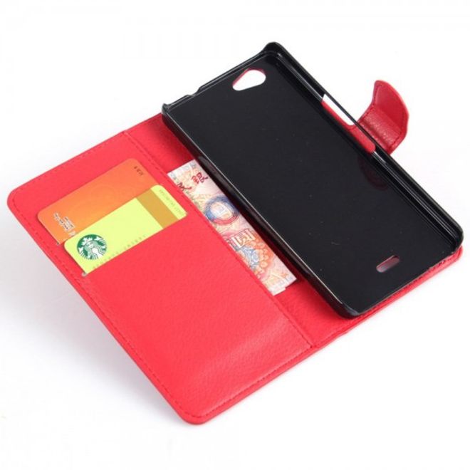 Wiko Highway Signs Magnetisches Leder Flip Case mit Litchitextur - rot