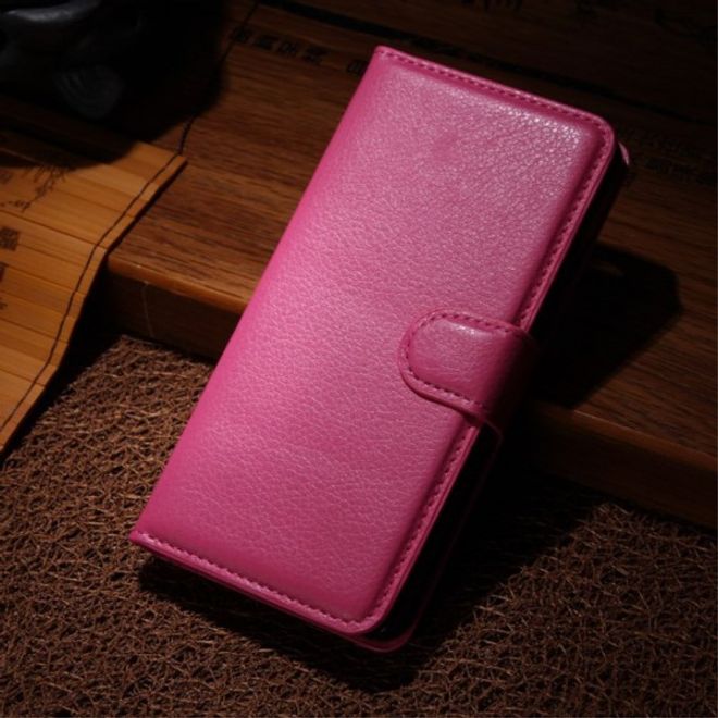 Wiko Highway Signs Magnetisches Leder Flip Case mit Litchitextur - rosa