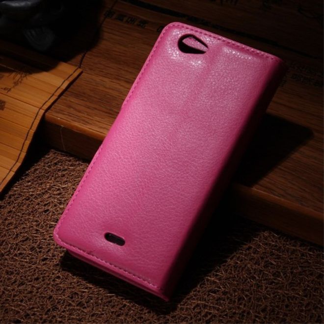 Wiko Highway Signs Magnetisches Leder Flip Case mit Litchitextur - rosa