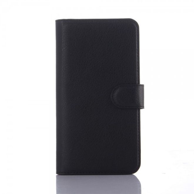 Wiko Rainbow 4G Leder Case mit Litchitextur und Standfunktion - schwarz