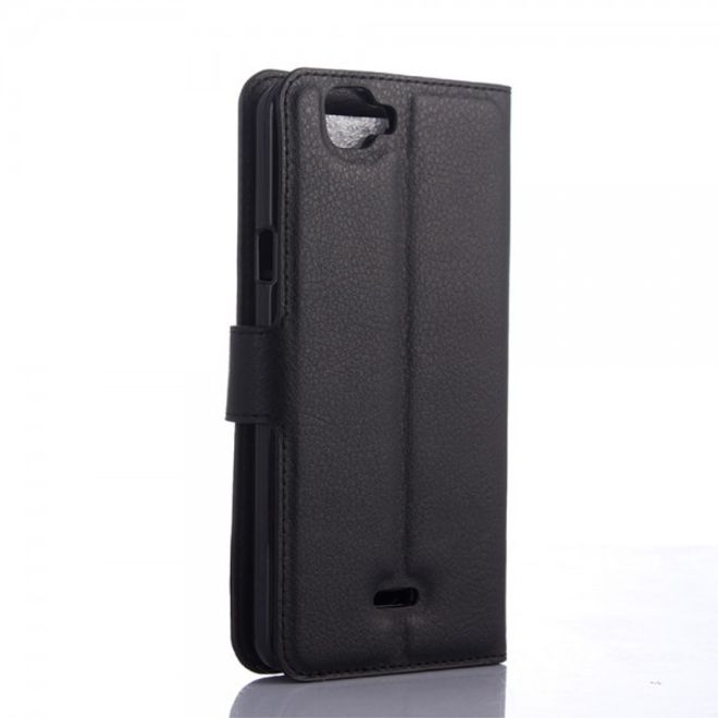 Wiko Rainbow 4G Leder Case mit Litchitextur und Standfunktion - schwarz