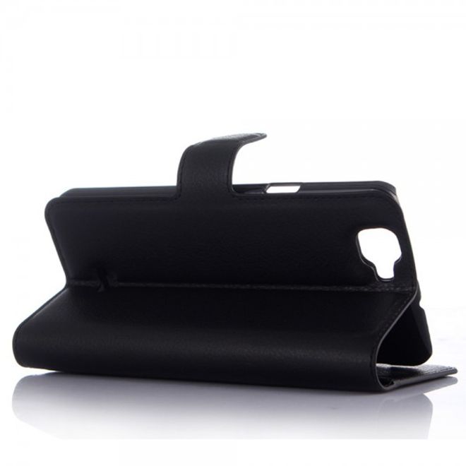 Wiko Rainbow 4G Leder Case mit Litchitextur und Standfunktion - schwarz