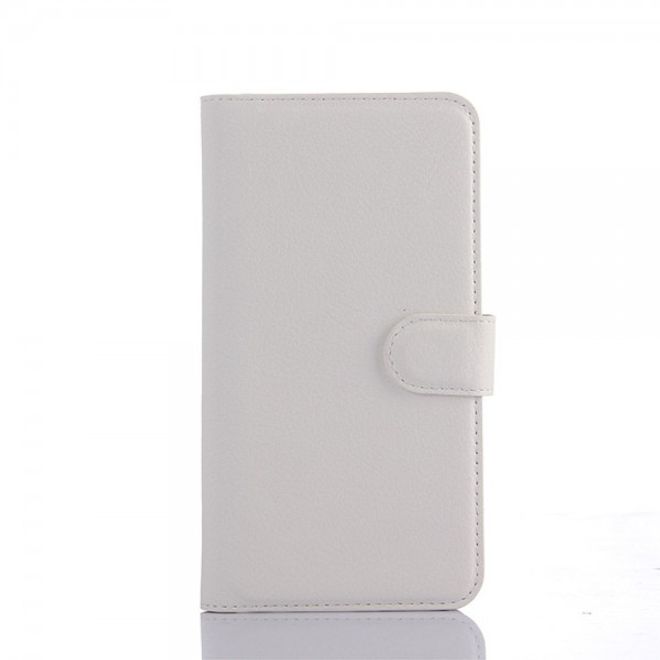 Wiko Rainbow 4G Leder Case mit Litchitextur und Standfunktion - weiss
