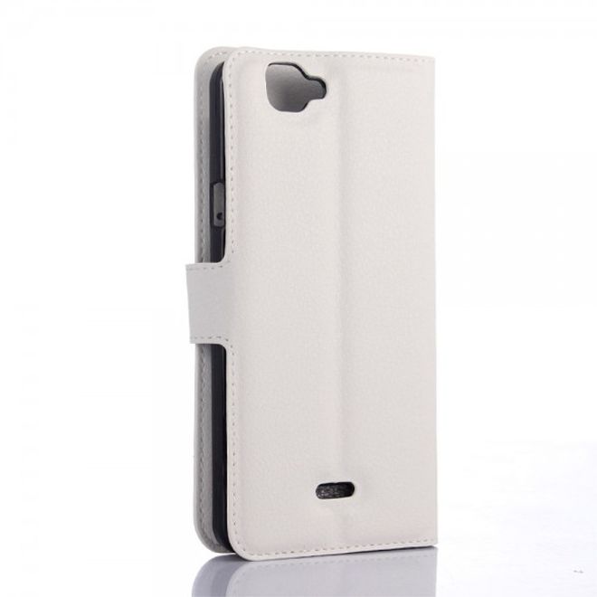 Wiko Rainbow 4G Leder Case mit Litchitextur und Standfunktion - weiss