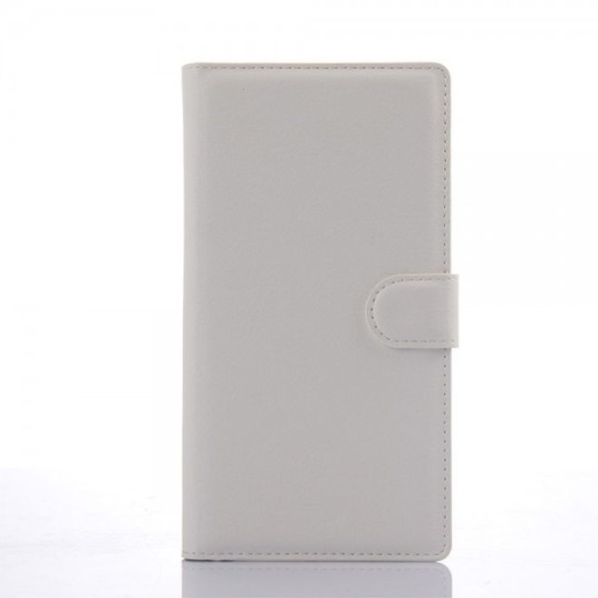 Wiko Ridge Fab 4G Trendiges Leder Case mit Kreditkartenslots - weiss