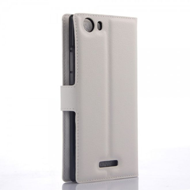 Wiko Ridge Fab 4G Trendiges Leder Case mit Kreditkartenslots - weiss