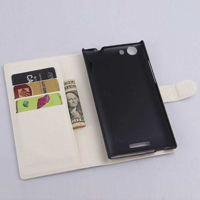 Wiko Ridge Fab 4G Trendiges Leder Case mit Kreditkartenslots - weiss