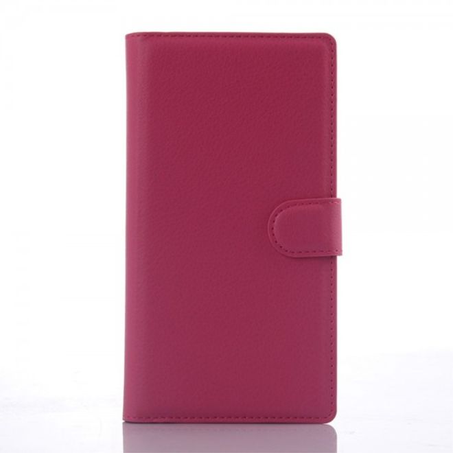 Wiko Ridge Fab 4G Trendiges Leder Case mit Kreditkartenslots - rosa
