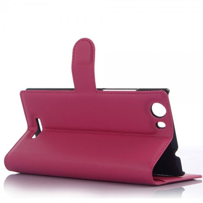 Wiko Ridge Fab 4G Trendiges Leder Case mit Kreditkartenslots - rosa
