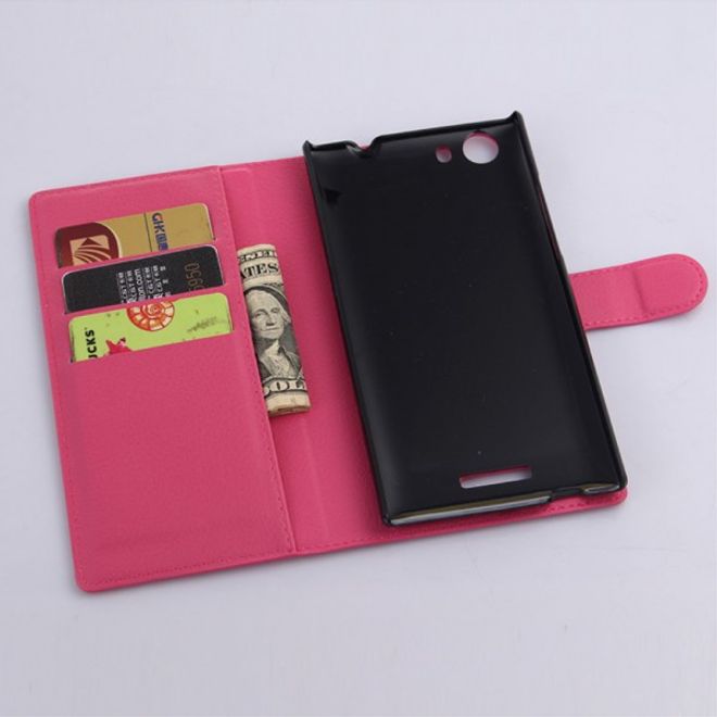 Wiko Ridge Fab 4G Trendiges Leder Case mit Kreditkartenslots - rosa