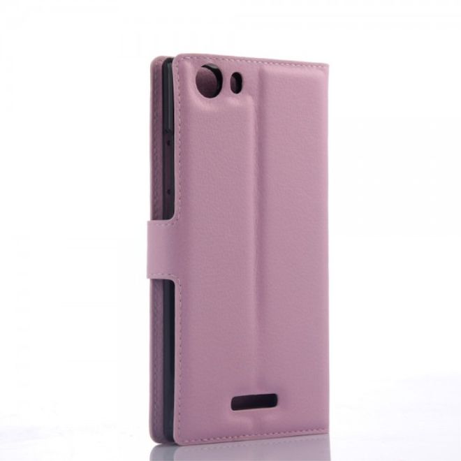 Wiko Ridge Fab 4G Trendiges Leder Case mit Kreditkartenslots - pink