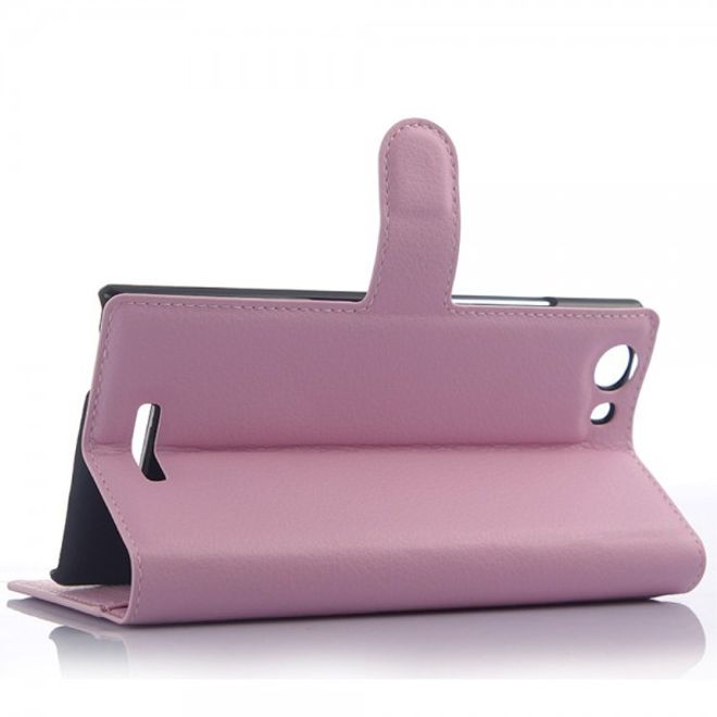 Wiko Ridge Fab 4G Trendiges Leder Case mit Kreditkartenslots - pink