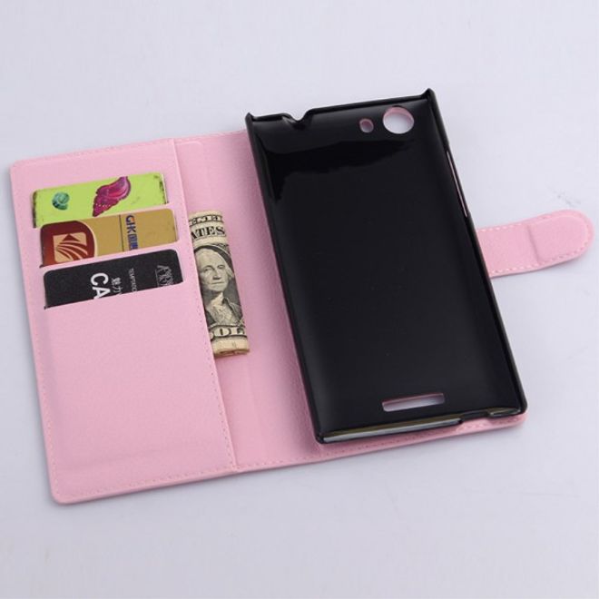 Wiko Ridge Fab 4G Trendiges Leder Case mit Kreditkartenslots - pink