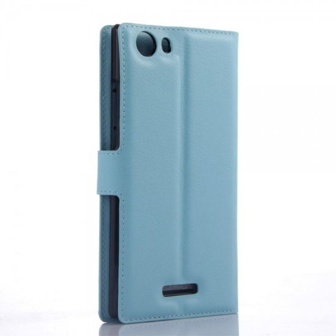 Wiko Ridge Fab 4G Trendiges Leder Case mit Kreditkartenslots - blau