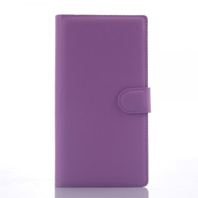Wiko Ridge Fab 4G Trendiges Leder Case mit Kreditkartenslots - purpur