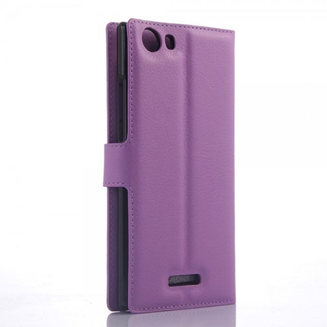 Wiko Ridge Fab 4G Trendiges Leder Case mit Kreditkartenslots - purpur