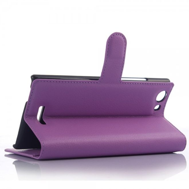 Wiko Ridge Fab 4G Trendiges Leder Case mit Kreditkartenslots - purpur