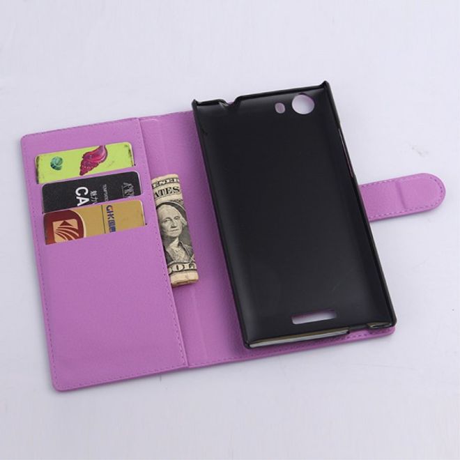 Wiko Ridge Fab 4G Trendiges Leder Case mit Kreditkartenslots - purpur