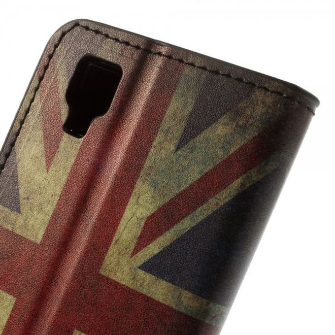 Wiko Sunset Leder Case mit Standfunktion und Union Jack Flagge retro-style