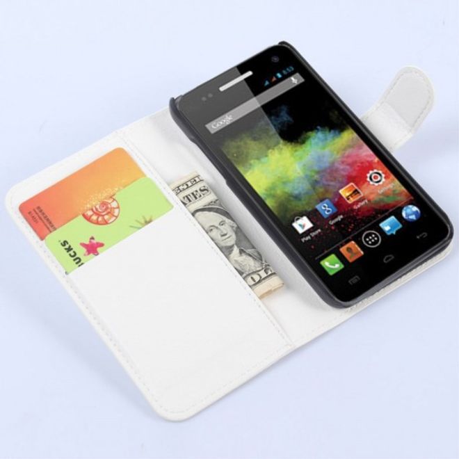 Wiko Sunset Leder Case mit Litchitextur und Standfunktion - weiss