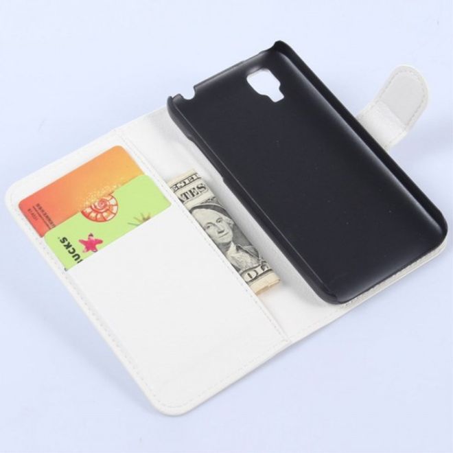 Wiko Sunset Leder Case mit Litchitextur und Standfunktion - weiss