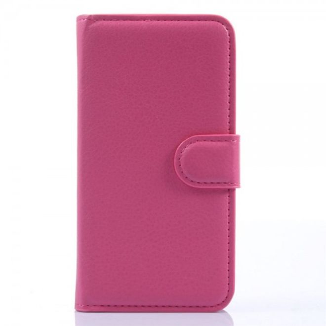 Wiko Sunset Leder Case mit Litchitextur und Standfunktion - rosa