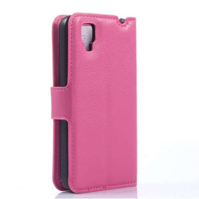 Wiko Sunset Leder Case mit Litchitextur und Standfunktion - rosa
