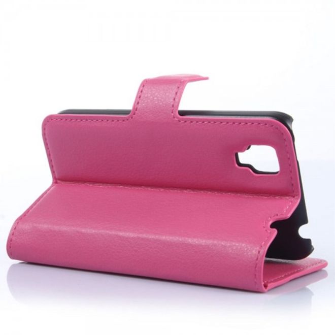 Wiko Sunset Leder Case mit Litchitextur und Standfunktion - rosa