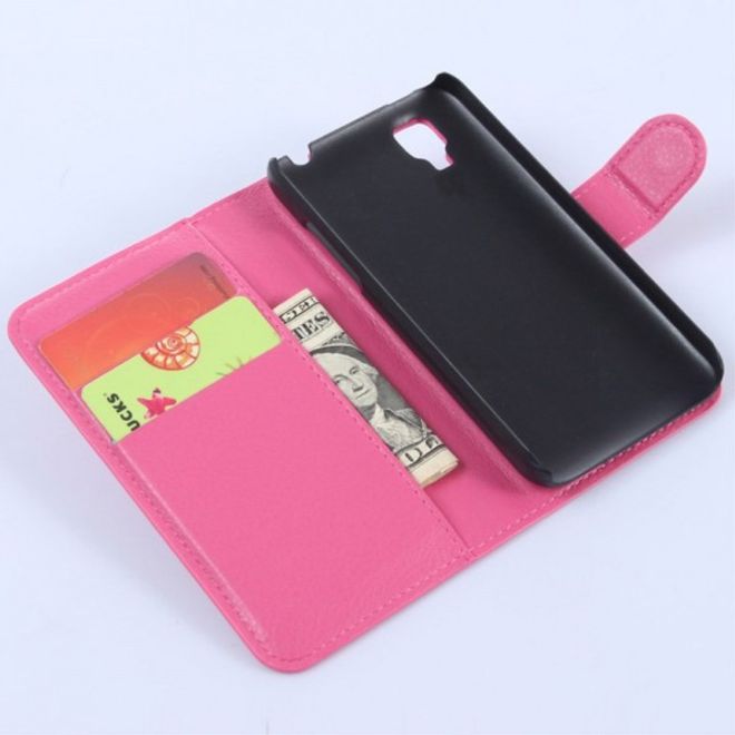 Wiko Sunset Leder Case mit Litchitextur und Standfunktion - rosa