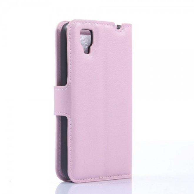 Wiko Sunset Leder Case mit Litchitextur und Standfunktion - pink