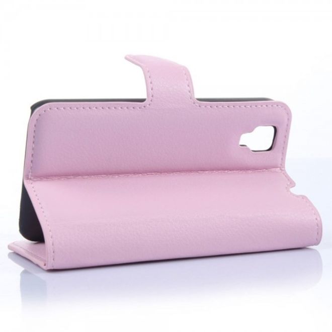 Wiko Sunset Leder Case mit Litchitextur und Standfunktion - pink