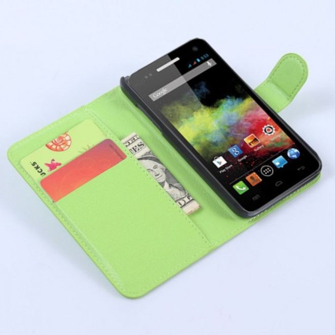 Wiko Sunset Leder Case mit Litchitextur und Standfunktion - grün