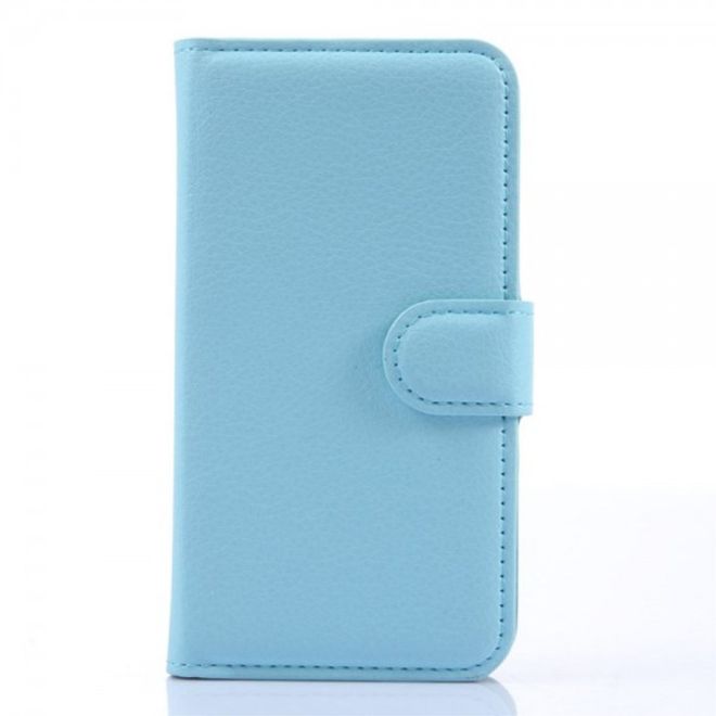 Wiko Sunset Leder Case mit Litchitextur und Standfunktion - blau