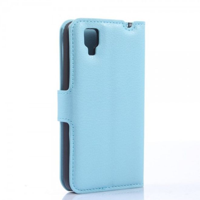 Wiko Sunset Leder Case mit Litchitextur und Standfunktion - blau