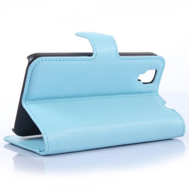 Wiko Sunset Leder Case mit Litchitextur und Standfunktion - blau