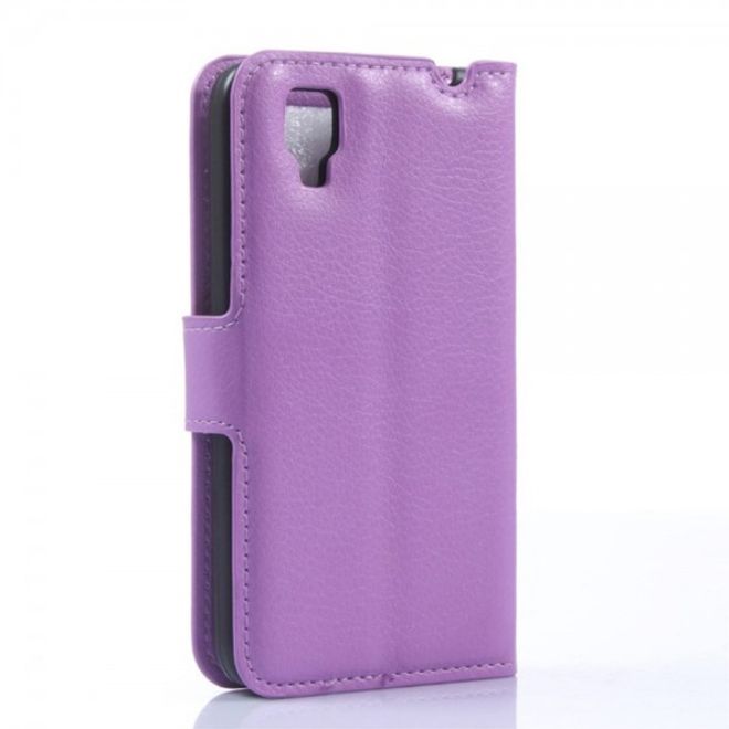 Wiko Sunset Leder Case mit Litchitextur und Standfunktion - purpur