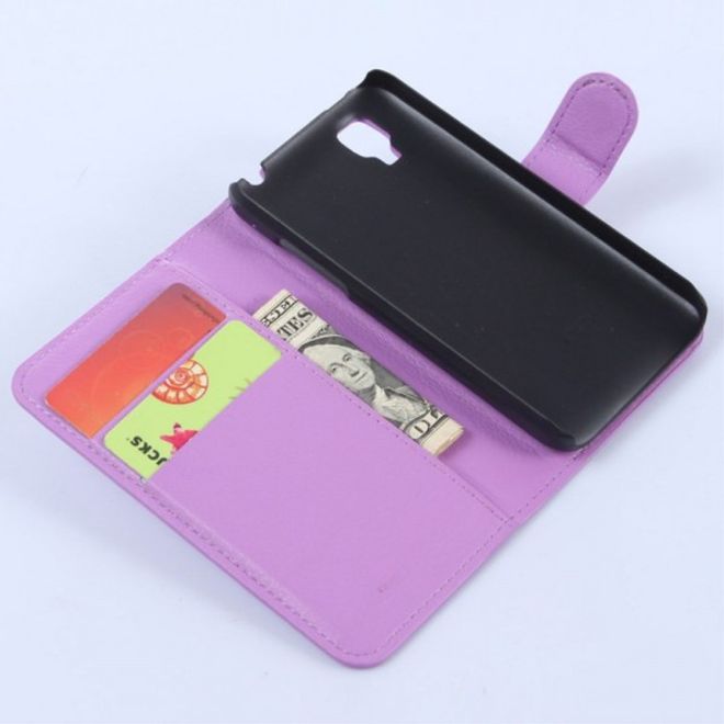 Wiko Sunset Leder Case mit Litchitextur und Standfunktion - purpur