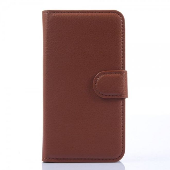 Wiko Sunset Leder Case mit Litchitextur und Standfunktion - braun