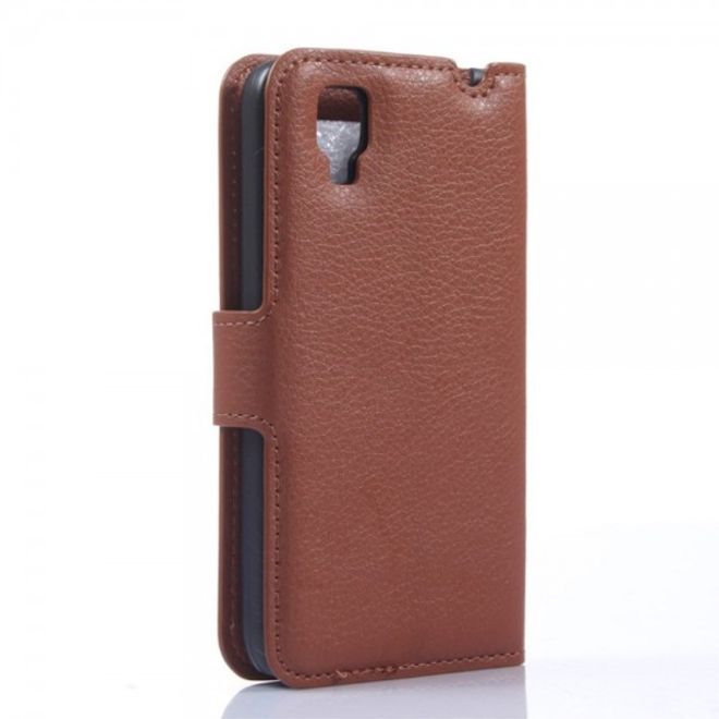 Wiko Sunset Leder Case mit Litchitextur und Standfunktion - braun